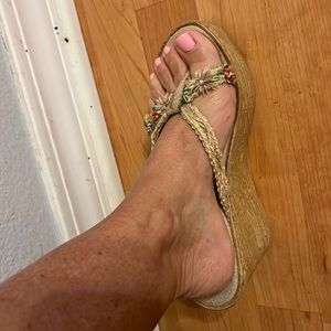 High embellished floral wedge